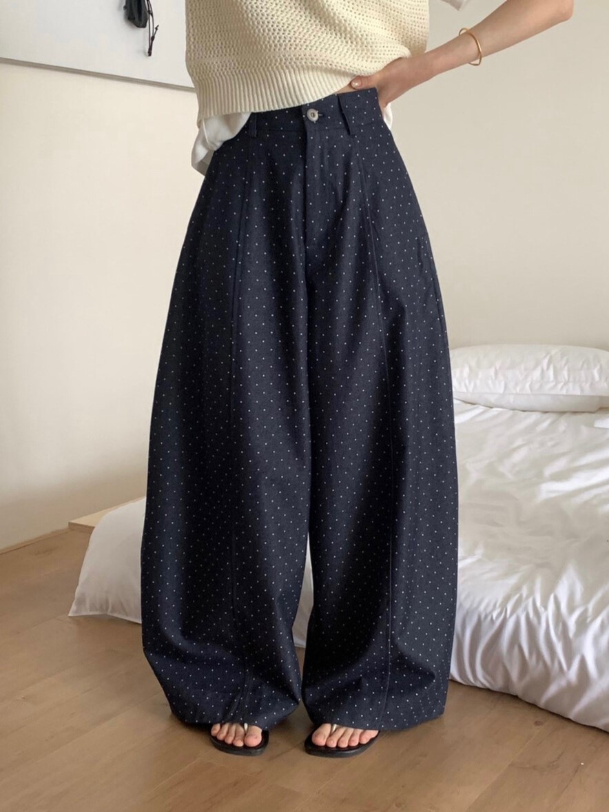 물리적 인지도 있음 업데이트 한 부서 도트 무늬 풍선 바지 캐주얼 바지