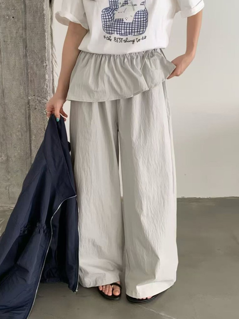 물리적 인지도 있음 업데이트 한 부서 디자인 불규칙 방귀 커튼 슬림해 보이는 캐주얼 바지 여성