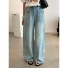 批发韩系高腰休闲宽松阔腿水洗显瘦<b class='q'>气质</b>牛仔<b class='q'>裤</b>女