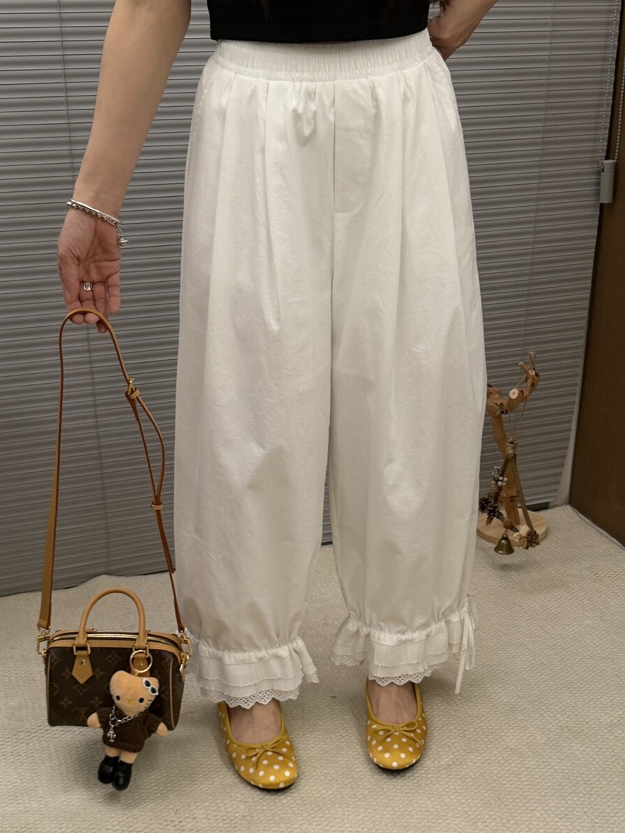 물리적 인지도 있음 업데이트 한 부서 루즈핏 다용도 홀로우 아웃 레이스 패치워크 9부 바지 캐주얼 바지