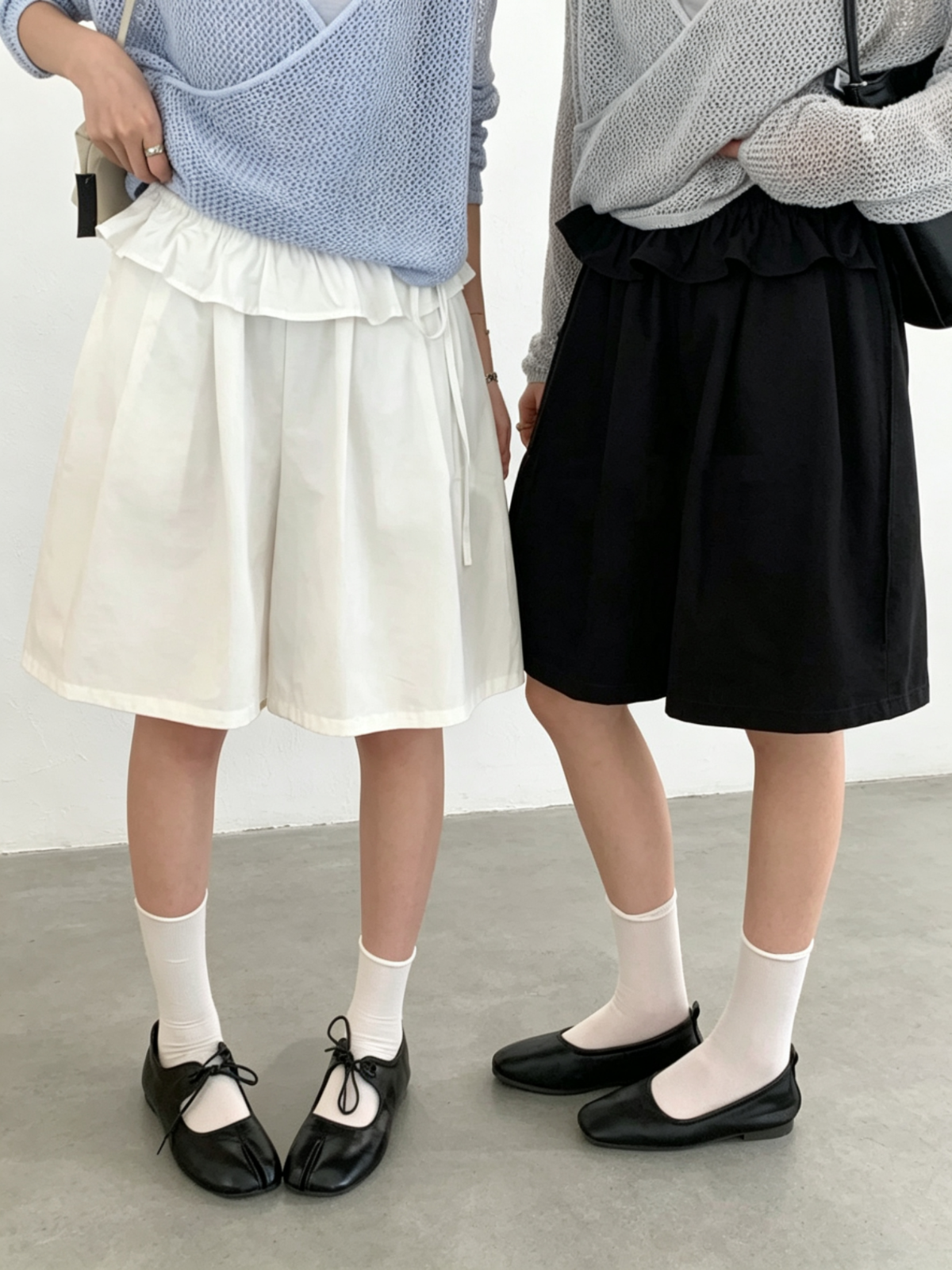 물리적 인지도 있음 업데이트 한 부서 미니멀리즘 프릴 느긋한 바지 캐주얼 반바지 경기 탈착식 방귀 커튼