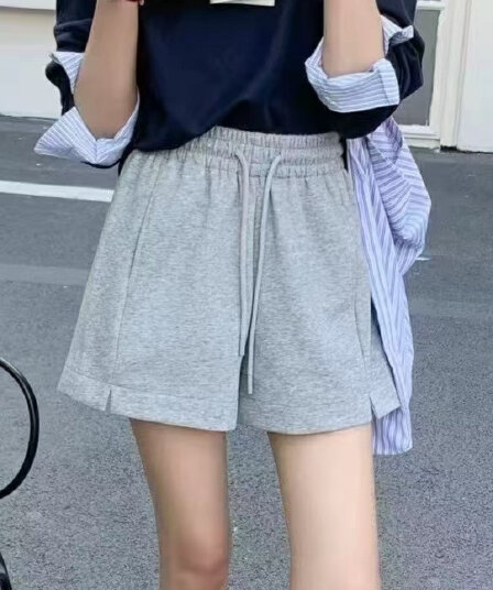 물리적 인지도 있음 업데이트 한국 스타일 여름 펌프 로프 트임 허리밴드 와이드 레그 팬츠 캐주얼 운동 반바지 여성 8870