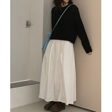批发<b class='q'>韩</b>系少女<b class='q'>风</b>甜美设计款不规则木耳边装饰松紧腰A字仙女半身裙7651
