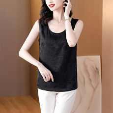 夏季新款透气抗皱提花背心