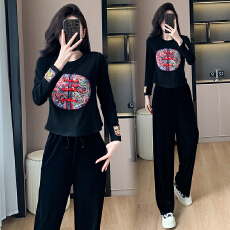 批发新中式修身盘扣国风<b class='q'>爵士舞</b>服刺绣鬼步舞女2025秋季时尚国风套装