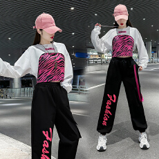 批发2025春秋休闲运动风三件套背心套装辣妹<b class='q'>爵士舞</b>套装休闲长裤表演服