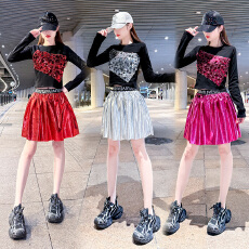 批发女套装活动<b class='q'>演出服</b>亮片长袖短裙拉拉队体操表演服爵士舞广场舞队服