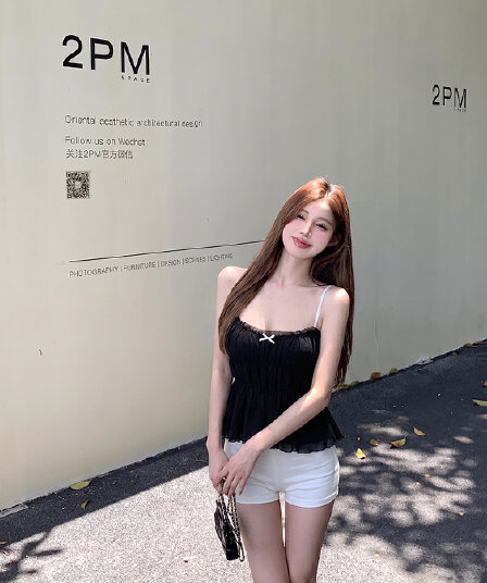 여름 새로운 여성 의류 섹시함 백리스 작은 나비 매듭 장식 질감 슬립 맨위