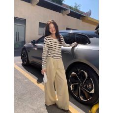 批发早秋韩系慵懒风撞色假两件条纹针织衫小个子休闲<b class='q'>短款</b>修身显瘦上衣