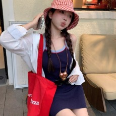 批发甜美学院无袖吊带<b class='q'>连衣裙</b>女2026夏季新款修身显瘦休闲百搭包臀短裙