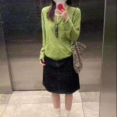 批发夏款穿搭绿色<b class='q'>针织衫</b>女圆领薄款外搭防晒罩衫宽松轻薄长袖上衣百搭