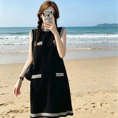 批发2026夏季女装法式小香风冰丝针织<b class='q'>连衣裙</b>女背心裙宽松显瘦中款裙子