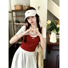 批发法式甜美风叠穿假两件短袖T恤女<b class='q'>夏</b>薄款修身显瘦时尚百搭针织上衣