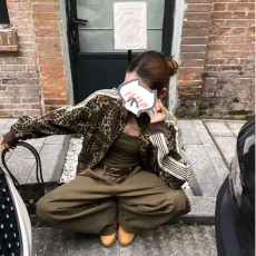 批发胖MM秋冬新款韩系设计感时尚复古小众豹纹高领卫衣<b class='q'>休闲</b>百搭外套女