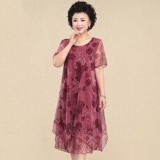 批发加肥<b class='q'>加大码</b>短袖胖人<b class='q'>连衣裙</b>胖mm女装宽松显瘦洋气妈妈装网纱碎花裙