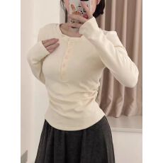 批发原版广州面料德绒AB面 韩系亨利领长袖打底衫<b class='q'>女</b>修身保暖上衣ins