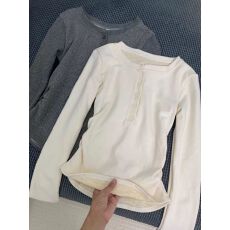 批发原版广州面料德绒AB面 韩系亨利领长袖打底衫<b class='q'>女</b>修身保暖上衣ins