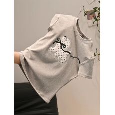 批发卓泽网批 #实价 原版贴布绣+内里铺布 波点小狗蝴蝶结短袖上衣ins