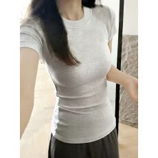 批发卓泽网批  加厚40支精棉1*1 260克 韩系<b class='q'>短袖</b><b class='q'>T</b><b class='q'>恤</b>女修身显瘦上衣