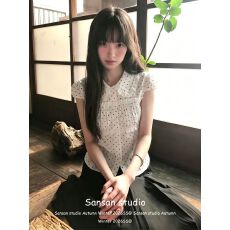 批发卓泽网批 原版面料做工 <b class='q'>韩</b>系纯欲减龄娃娃领波点气质短袖衬衫女