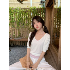 批发卓泽网批 人棉+原版色织条两件套 撞色吊带叠穿上衣背心两件套潮