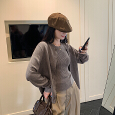 批发实拍图两件套修身无袖羊毛针织背心女内搭外穿打底衫圆领螺纹上衣