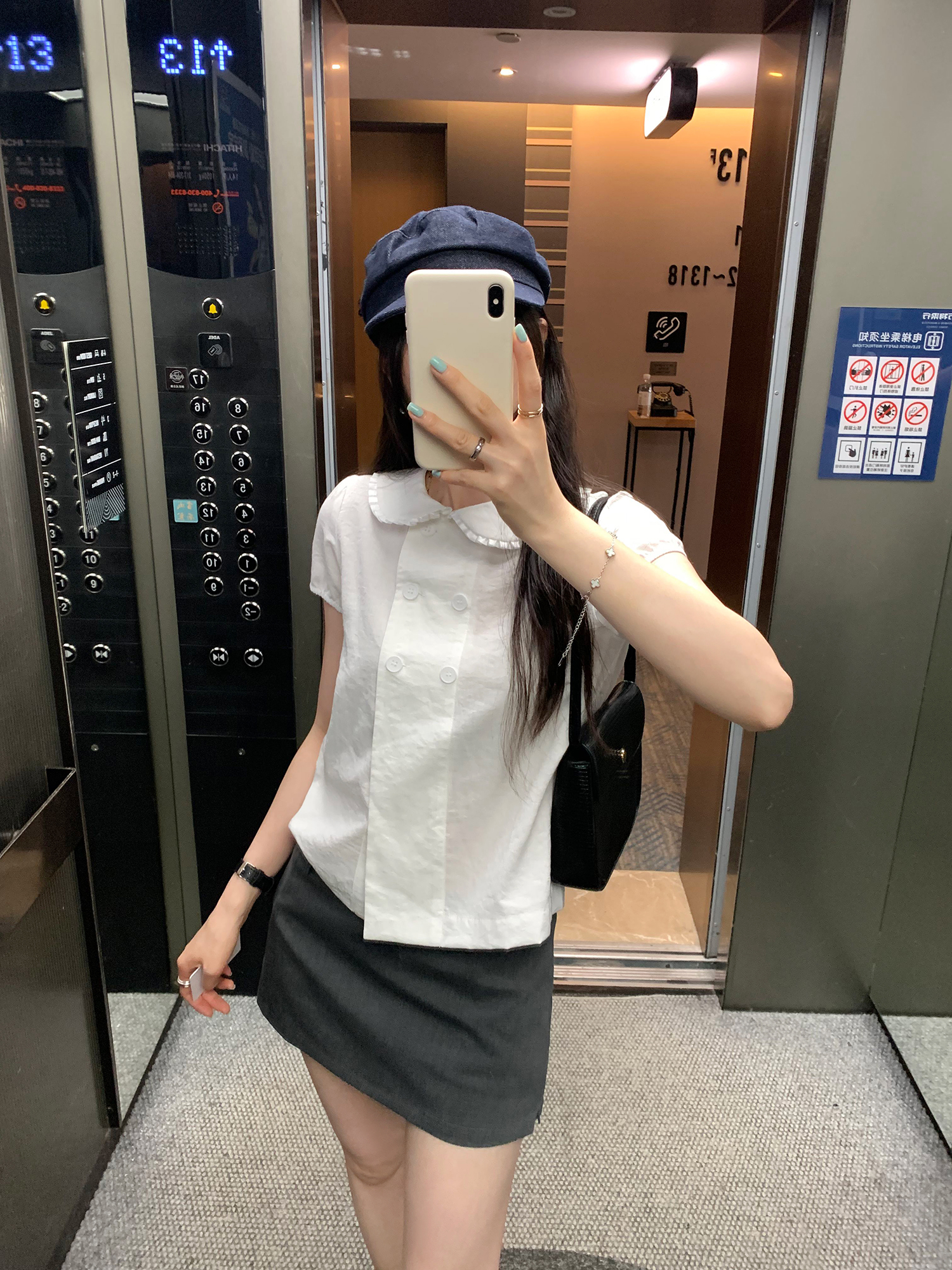실사 프랑스식 사소한 베이비 칼라 거품 소매 여성 셔츠 여름 2026 새로운 Chic 매우 요정 ~ 중 오픈 가디건 맨위