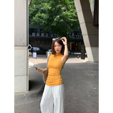 批发实拍图白色修身半高领无袖背心女夏外穿2026新款<b class='q'>泰国</b>绝美吊带
