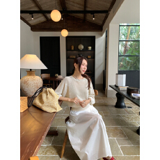 批发实拍图杏色修身圆领五分袖针织<b class='q'>T</b><b class='q'>恤</b>女夏2026新款独特漂亮薄款上衣