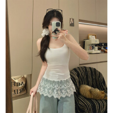 批发【带胸垫】蕾丝屁帘花边<b class='q'>吊带</b><b class='q'>背心</b>女内搭叠穿夏季<b class='q'>打底</b>修身外穿上衣