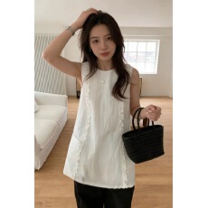 批发韩系设计感木耳边<b class='q'>无袖</b>吊带背心2026新款夏季百搭双口袋连衣裙女