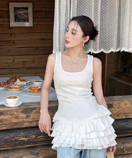 화이트 꽃밭 광장 칼라 조끼 여성 드레스 여름 달콤함 미니 스커트 트렌디