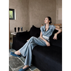 批发早春超火大方得体气质轻奢高级感御姐风气场强大蓝色<b class='q'>牛仔</b><b class='q'>连体裤女</b>