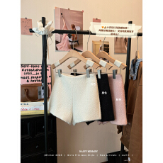 批发实拍实价 秋冬新款辣妹毛呢<b class='q'>短裤</b>法式高腰靴裤小香风裤子女