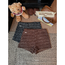 批发实拍实价 秋冬粗花呢高腰<b class='q'>休闲</b>短裤小香风辣妹靴裤子女