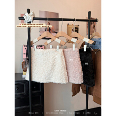 批发实拍实价 羊羔毛A<b class='q'>字</b><b class='q'>裙</b>白色羊羔毛A<b class='q'>字</b>短<b class='q'>裙</b>冬季百搭高腰半身短<b class='q'>裙</b>