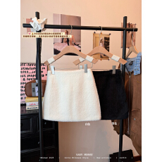 批发<b class='q'>实拍</b>实价 秋冬毛绒绒白色水貂绒半身裙高腰a字辣妹包臀针织短裙