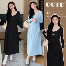 批发实拍  孕妇秋装针织长袖气质长款连衣裙2025新款