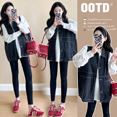 批发实拍 孕妇秋<b class='q'>冬</b>装加长上衣+马甲套装