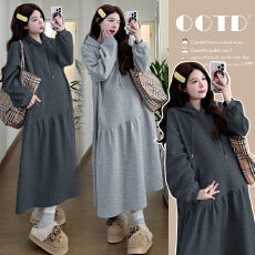 批发实拍有货 孕妇秋冬装加厚卫衣连衣裙2025新款宽松大码裙子