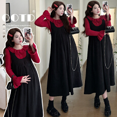 批发实拍有货 孕妇秋冬装加厚宽松连衣裙+针织上衣套装