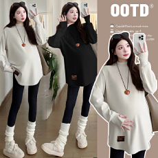 批发实拍有货 孕妇秋冬装宽松大码德绒上衣长款2025新款