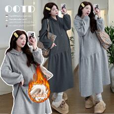 批发实拍有货 孕妇秋冬装加厚卫衣连衣裙2025新款宽松大码裙子