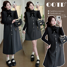 实拍有货 孕妇秋冬装2025新款长短款加绒连衣裙