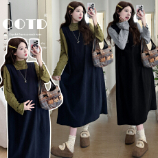 批发实拍有货 孕妇春装套装2026新款灯芯绒宽松大码连衣裙