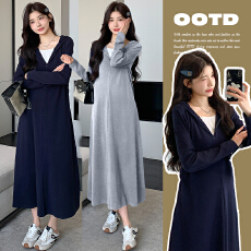 批发实拍有货 <b class='q'>孕妇</b><b class='q'>春装</b>长袖棉质连帽宽松大码<b class='q'>连衣裙</b>2026新款