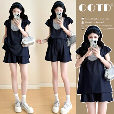 实拍有货 孕妇夏装2026大码冰感天丝牛仔 两侧抽绳可调节