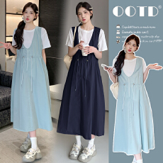 实拍有货 孕妇夏装宽松大码可调节背心裙套装2026新款