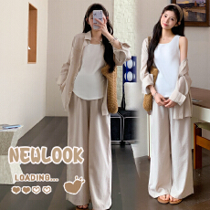 批发实拍有货 孕妇<b class='q'>春</b>夏装宽松大码衬衣套装+背心裙2026新款