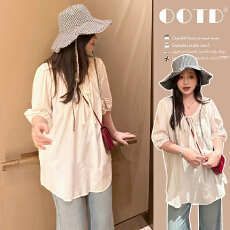 批发有货 孕妇夏装系带抽绳宽松v领显瘦上衣宽松<b class='q'>大码</b>女装2026新款